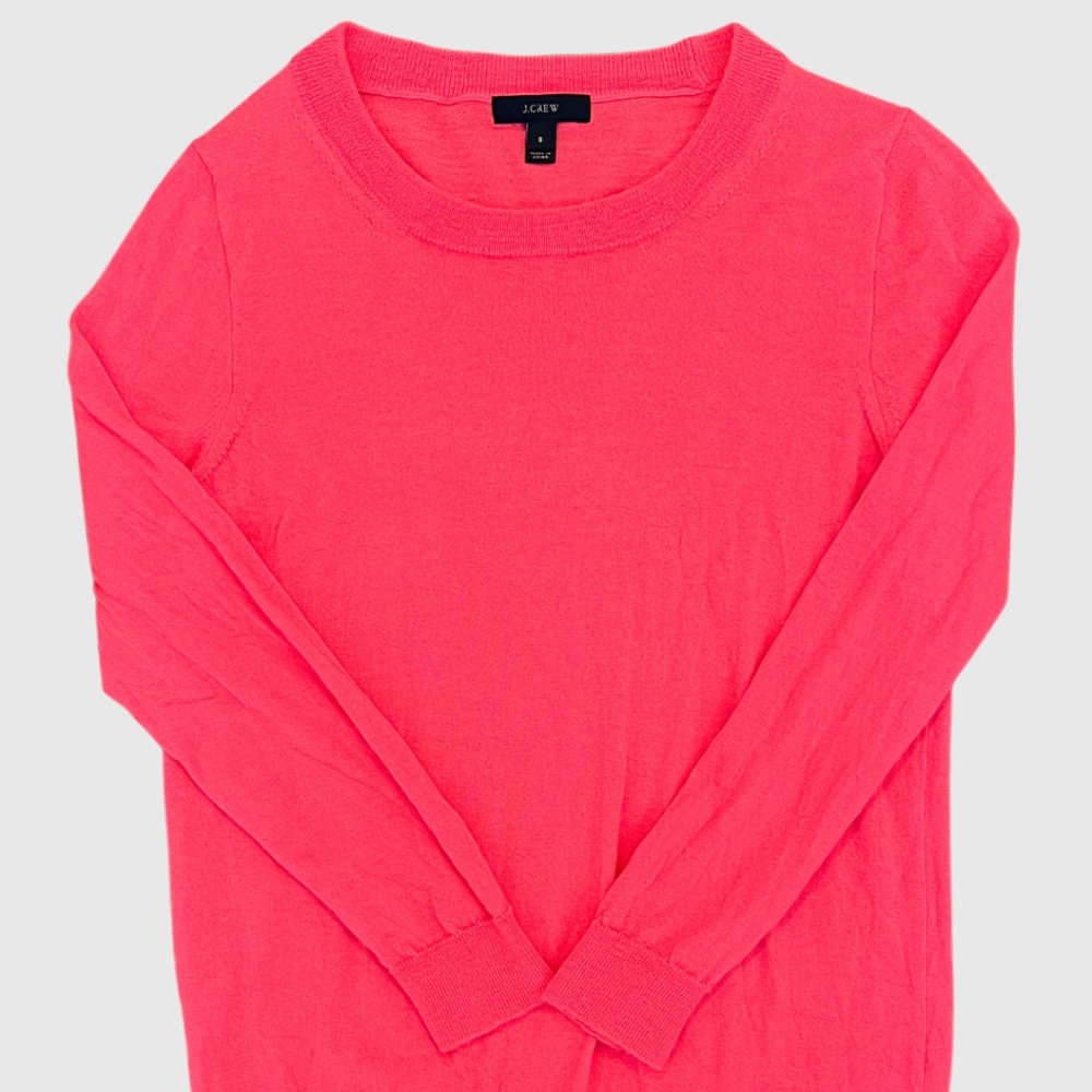 J.Crew Small Merino Wool Crewneck Sweater Neon Pink Coral Raglan